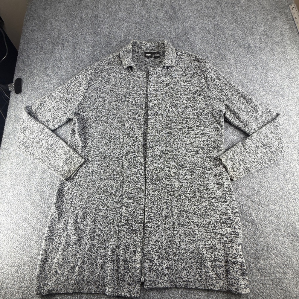 Mossimo Mens XL Grey Marled Knit Longline Full Zip Collared Cardigan Sweater